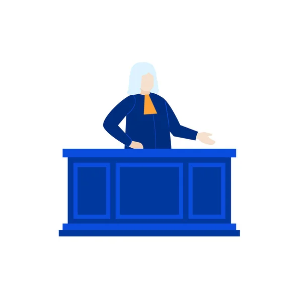 Judge Stood Desk Illustration Flat Icon Design — Stock Vector