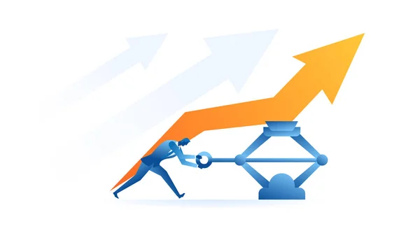 Push Arrow Jack Business Work Concept Illustration Hard Work Sales — Διανυσματικό Αρχείο