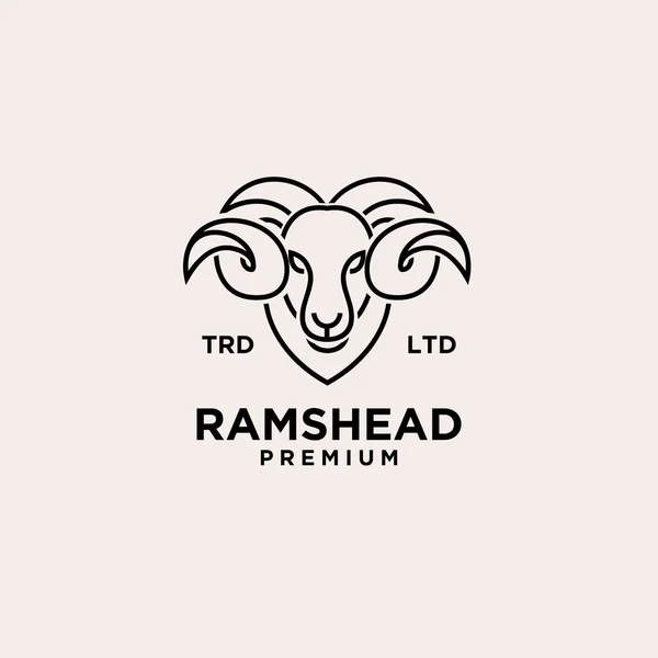 Premium Rams Head Vector Line Logo Design — Stock Vector