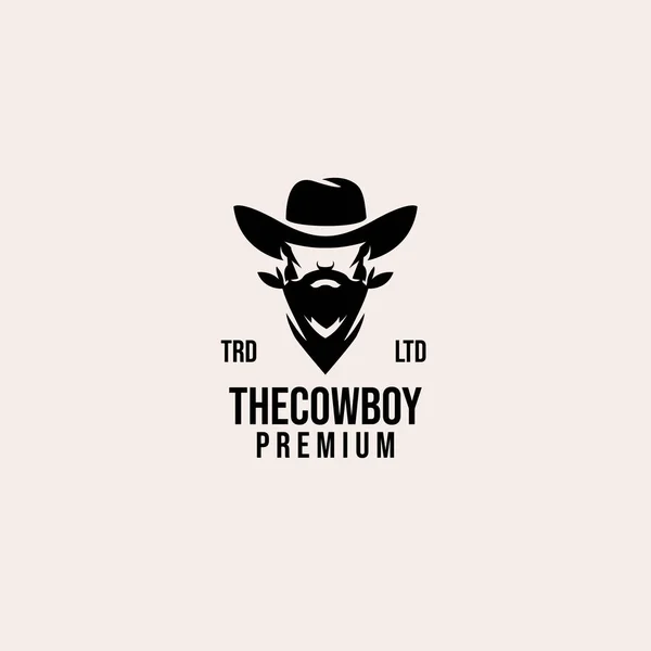 Premium Cowboy Vettoriale Nero Logo Design — Vettoriale Stock