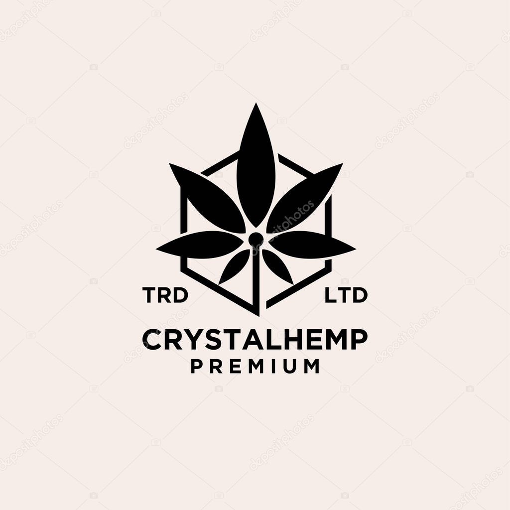 Premium crystal hemp black vector logo design