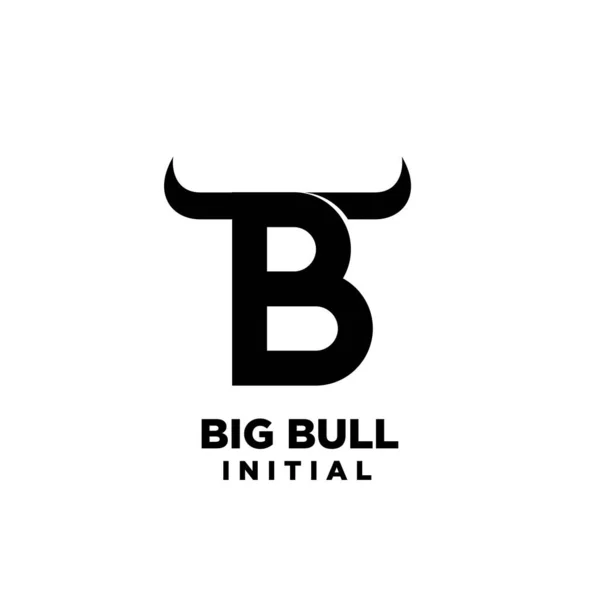 Big Bull Horn Head Initial Letter Logo Icon Design Vector — Stock Vector