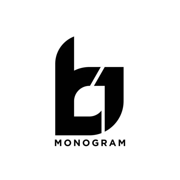 Monogram Büyük Harf Ilk Vektör Siyah Logo Düz Tasarım — Stok Vektör