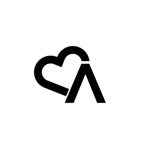Jednoduché Milostné Písmeno Logo Černá Vektorová Ikona Design Izolované Bílé — Stockový vektor