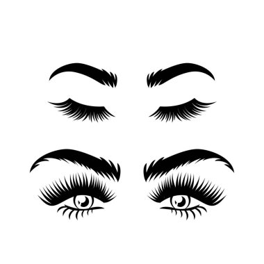 Premium set koleksiyon kirpik uzatma güzelliği güzellik salonu vektör tasarımı