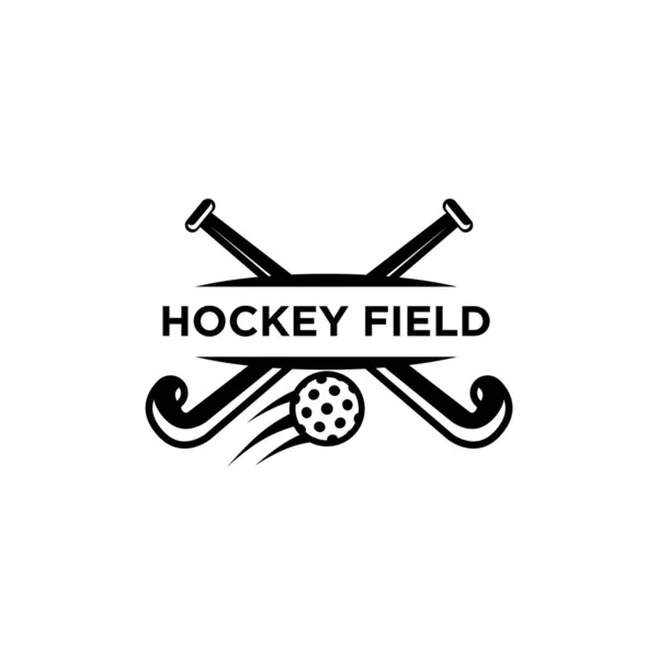 Hockey Field Shield Logo Icon Design Illustration Vector — Stock Vector