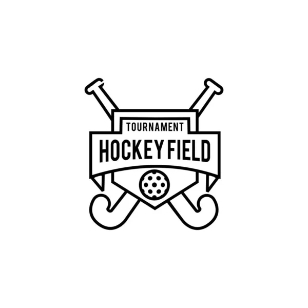 Hockey Field Shield Line Logo Icon Design Illustration Vector — Stock Vector