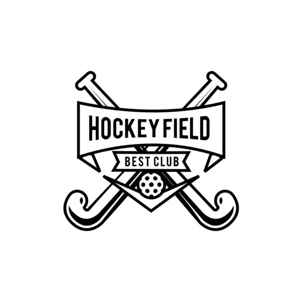 Hockey Field Shield Line Logo Icon Design Illustration Vector — Stock Vector