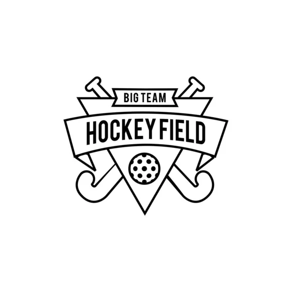 Hockey Field Shield Line Logo Icon Design Illustration Vector — Stock Vector