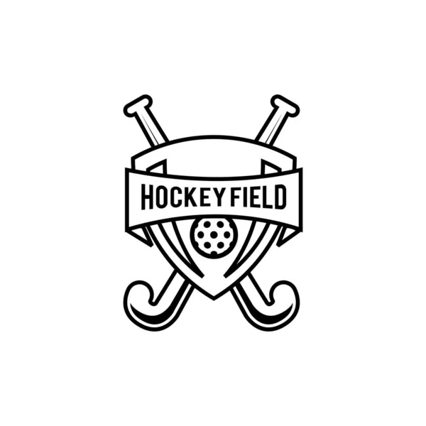 Hockey Field Shield Line Logo Icon Design Illustration Vector — Stock Vector