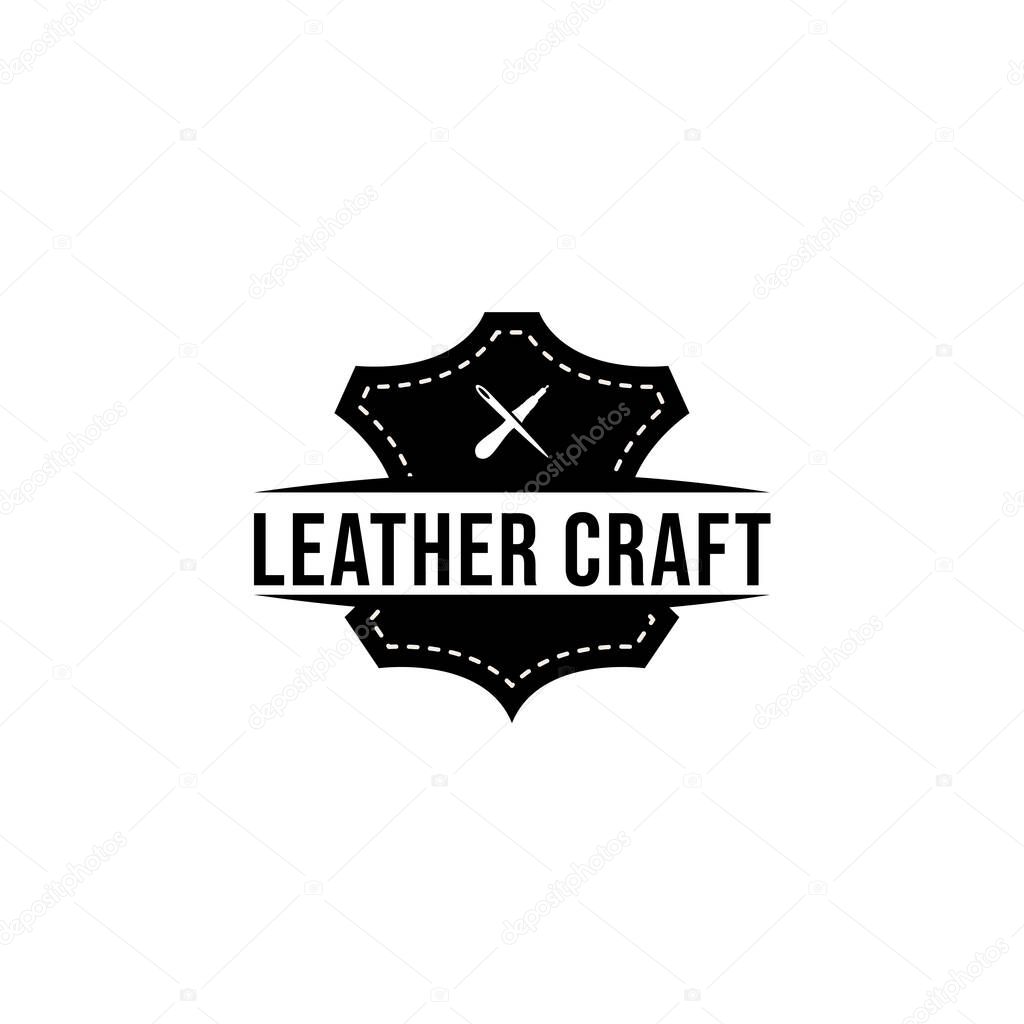 Leather craft logo icon design vector illustration