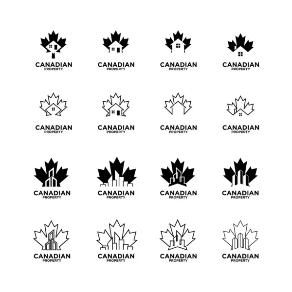 Koleksiyon Kanadalı Emlak Logosu Tasarım Vektörünü Ayarla — Stok Vektör