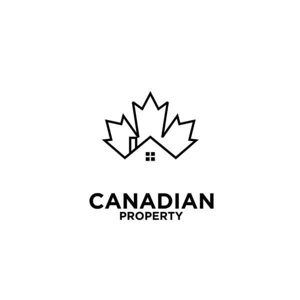 Canadian Property Real Estate Line Logo Icon Design Vector — Stock Vector