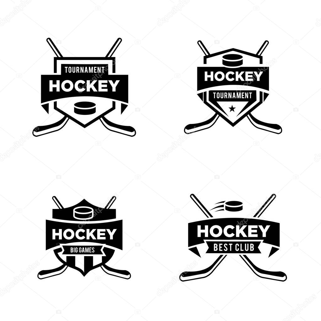 Premium hockey club team vector black logo design template isolated white background