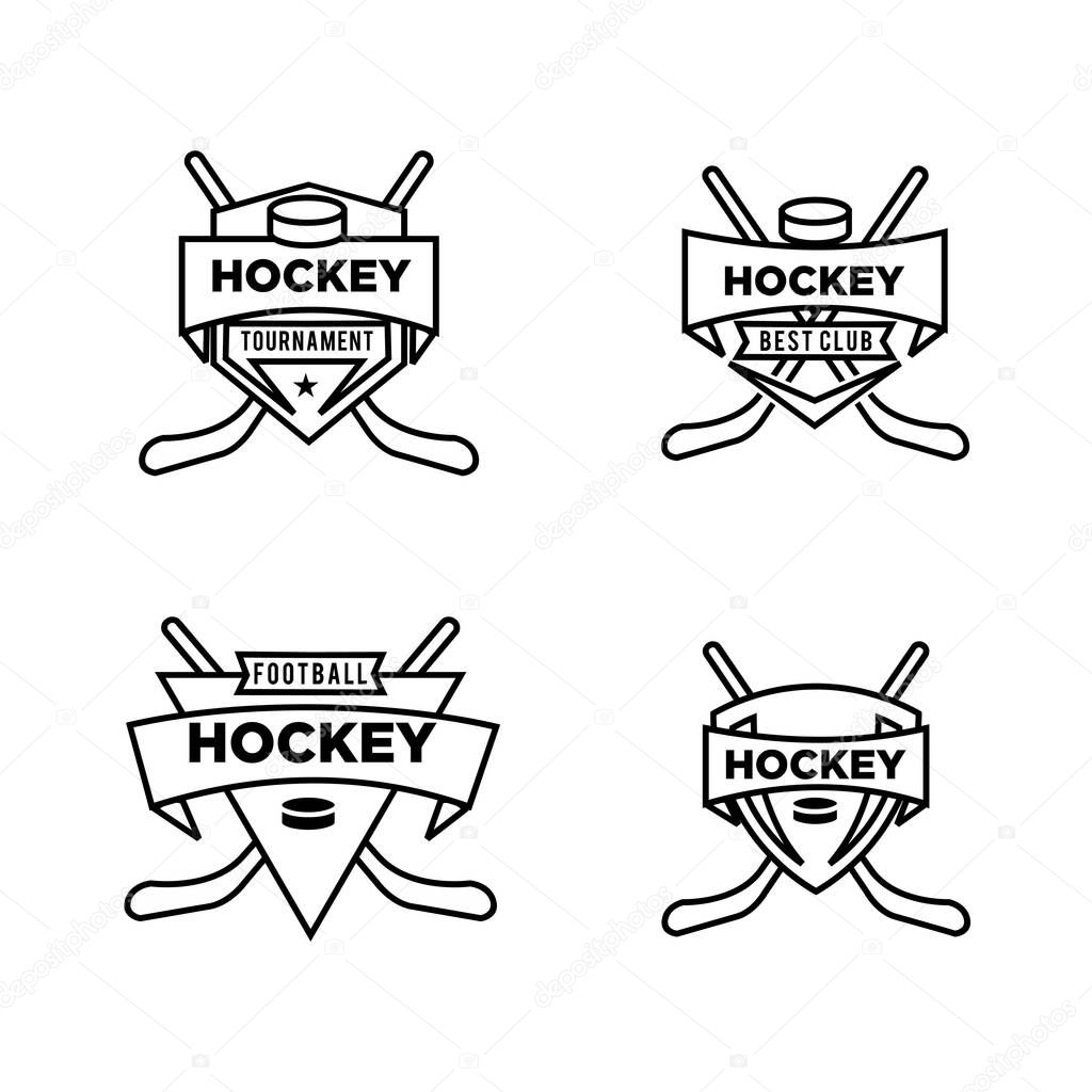 Premium hockey club team vector black logo design template isolated white background