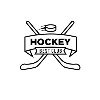 Premium hokey takımı siyah logo tasarım şablonu izole edilmiş beyaz arkaplan