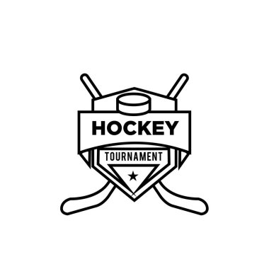 Premium hokey takımı siyah logo tasarım şablonu izole edilmiş beyaz arkaplan