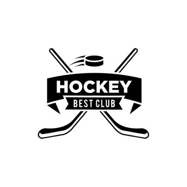 Premium hokey takımı siyah logo tasarım şablonu izole edilmiş beyaz arkaplan