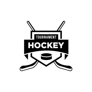 Premium hokey takımı siyah logo tasarım şablonu izole edilmiş beyaz arkaplan