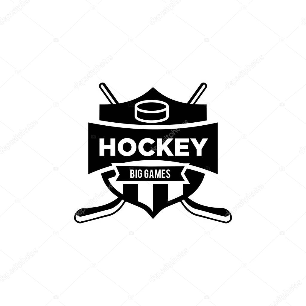 Premium hockey club team vector black logo design template isolated white background