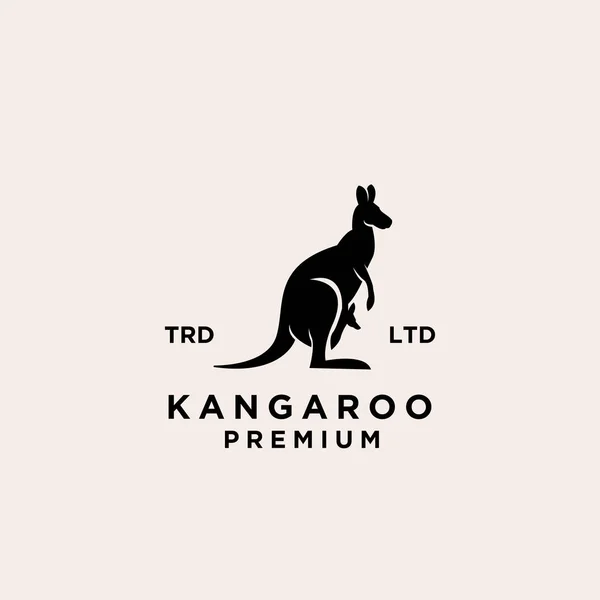 Canguro Premium Wallaby Negro Vector Logotipo Diseño — Vector de stock