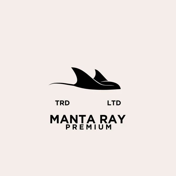 Prémio Manta Ray Vetor Preto Logotipo Design — Vetor de Stock