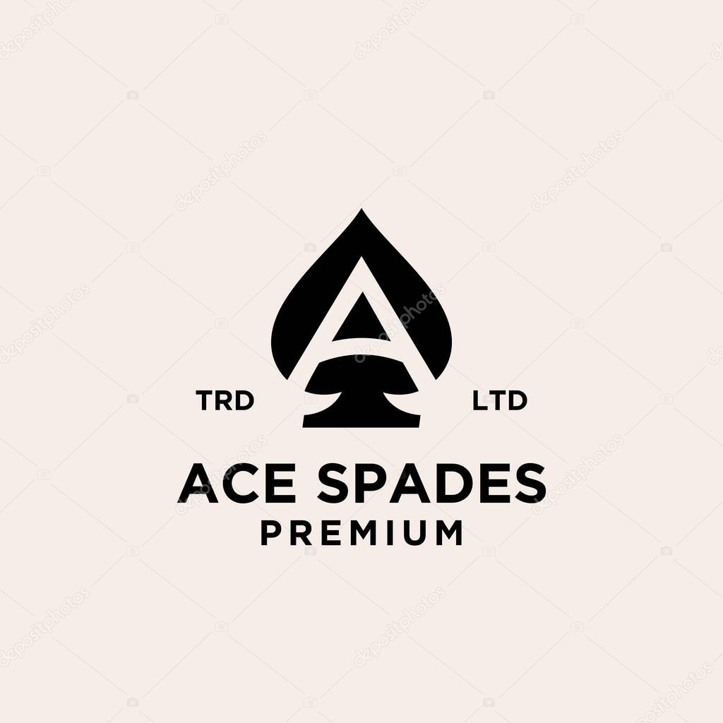 Premium ace spade with initial letter a logo design