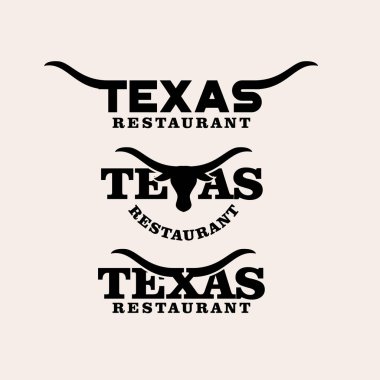 Koleksiyon Teksas restoran harf logosunu longhorn simge tasarımı ile ayarla