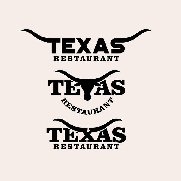 set collection texas restaurant letter logo with longhorn logo icon design