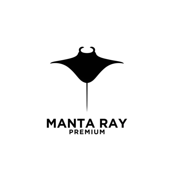 Premium Manta Ray Vector Black Logo Design Isolated White Background — Stock Vector
