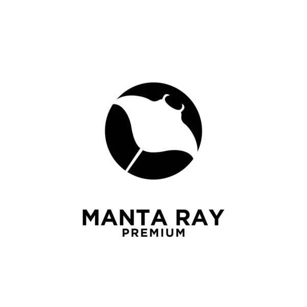 Premium Manta Ray Vector Black Logo Design Isolated White Background — Stock Vector