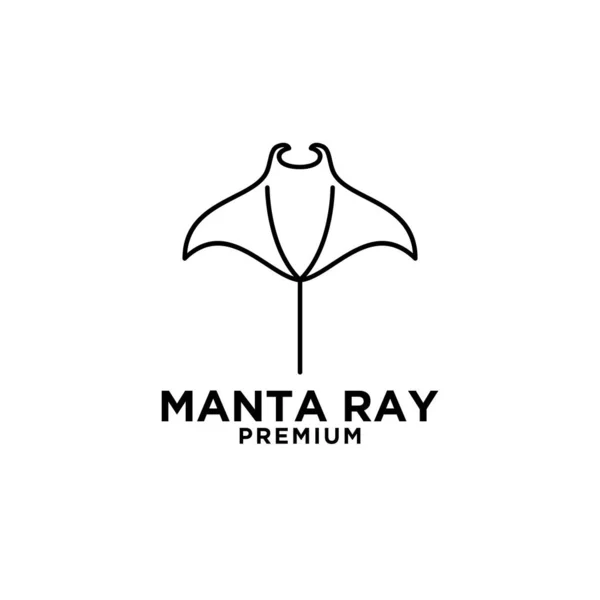 Premium Manta Ray Vector Linha Preta Logotipo Design Isolado Fundo —  Vetores de Stock