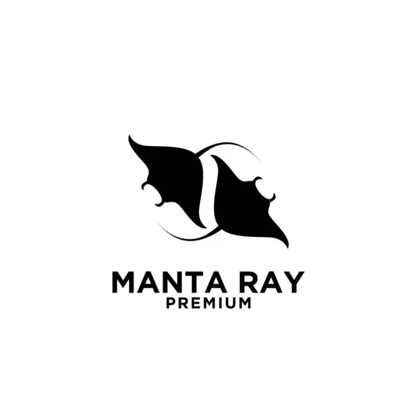 Set Pair Premium Manta Ray Vector Black Logo Design Isolated — Stock Vector