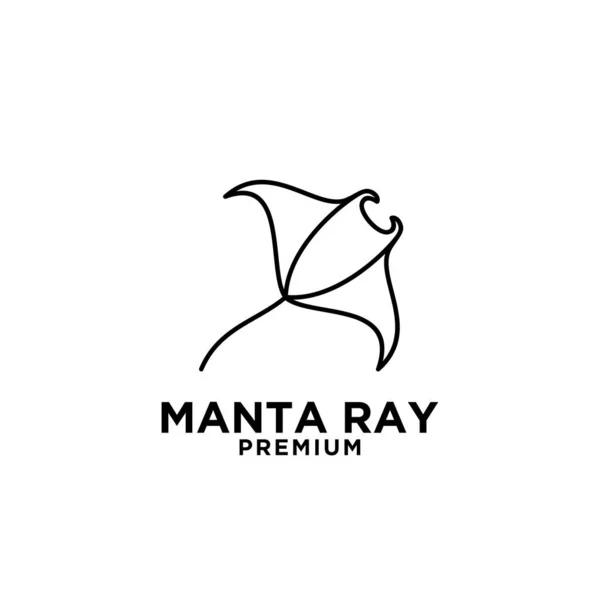 Premium Manta Ray Vector Linha Preta Logotipo Design Isolado Fundo —  Vetores de Stock