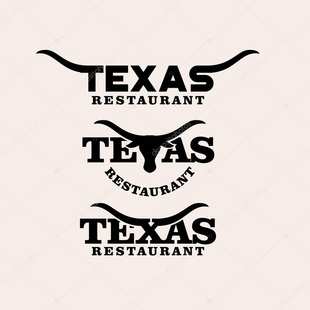 Set collection texas restaurant letter logo with longhorn logo icon design