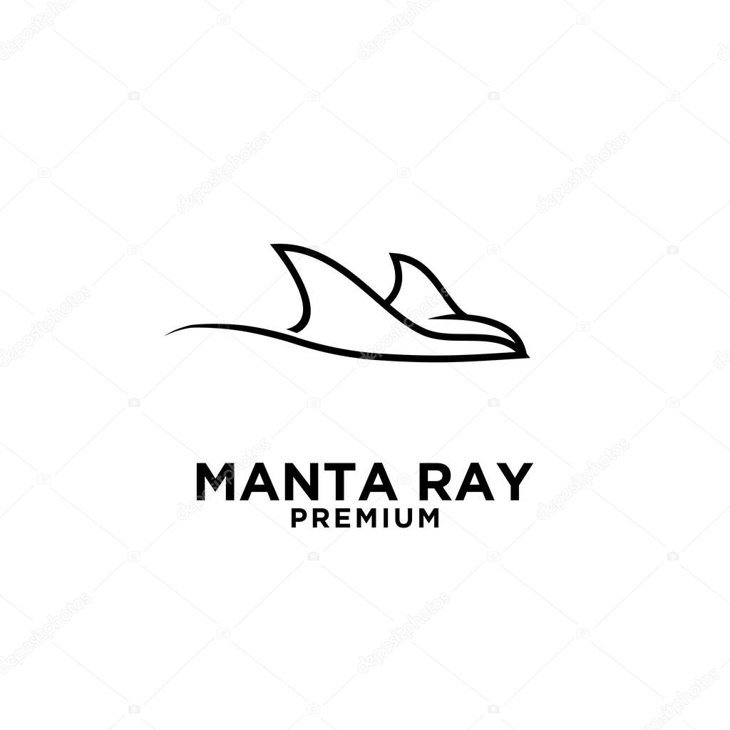 Premium manta ray vector black line logo design isolated white background