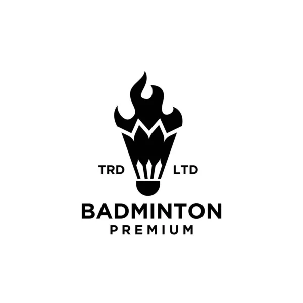 Premium Shuttlecock Fire Vector Icon Design Badminton Sport Logo Badminton — Stock Vector