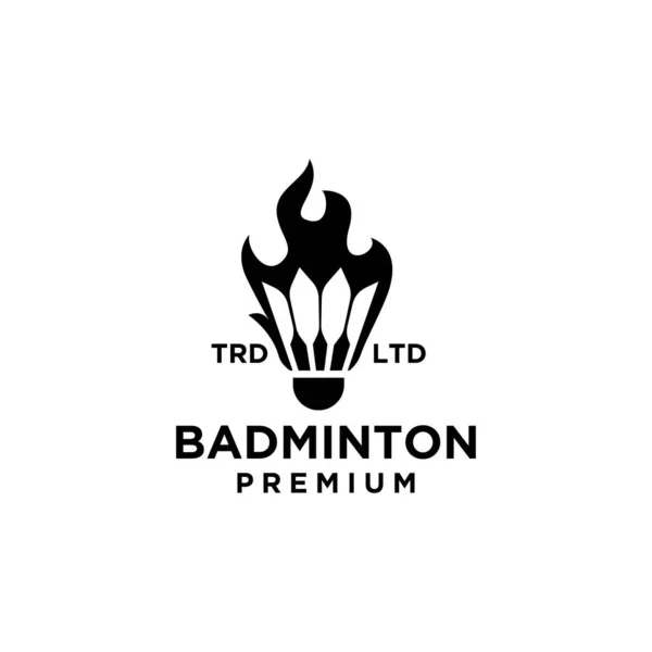 Premium Shuttlecock Fire Vector Icon Design Badminton Sport Logo Badminton — Stock Vector