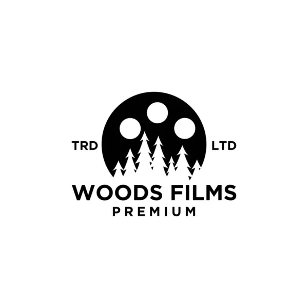 Premium Pine Forest Film Vector Black Logo Icon Design Isolated — Stock Vector
