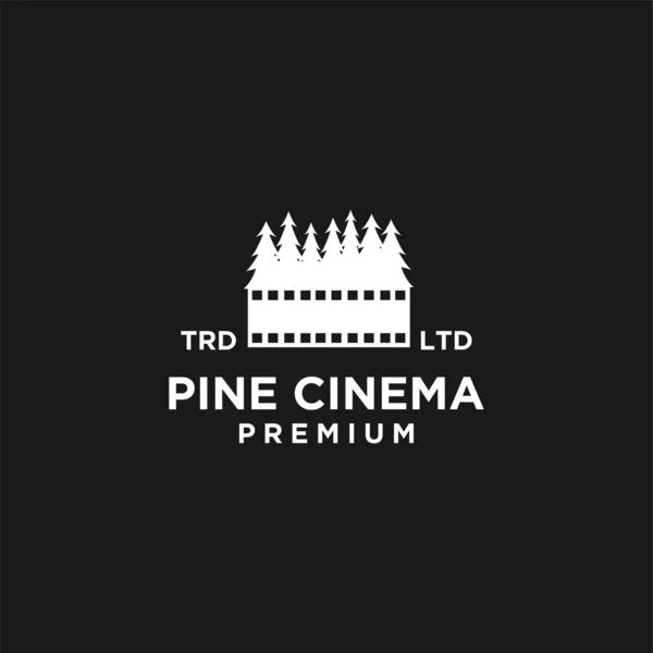 プレミアム松林フィルムベクトルブラックロゴアイコンデザイン隔離された白の背景 — ストックベクタ