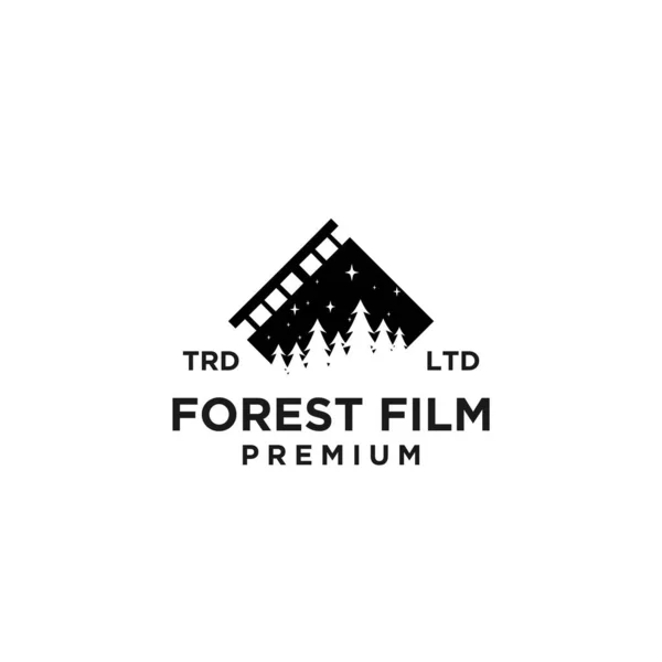 Premium Tall Skog Film Vektor Svart Logotyp Ikon Design Isolerad — Stock vektor