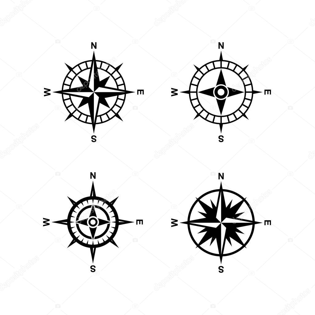 set collection Premium compass vector black logo icon design