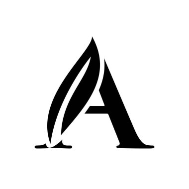 Büyük harf Bir yaprak yazı tipi vektör logosu tasarımı izole edilmiş beyaz arkaplan