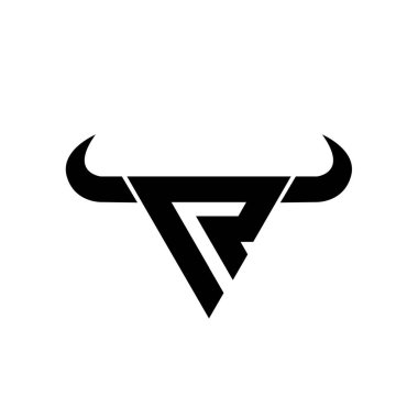 Soyut harf R üçgeni baş siyah logo izole edilmiş beyaz arkaplan