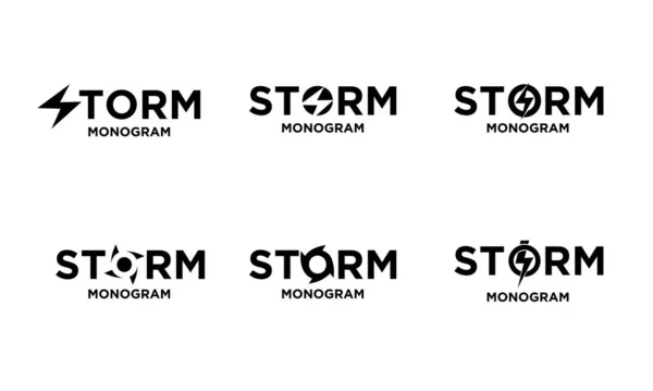 Set Collection Storm Initial Letter Vector Logo Icon Illustration Design — Stock Vector