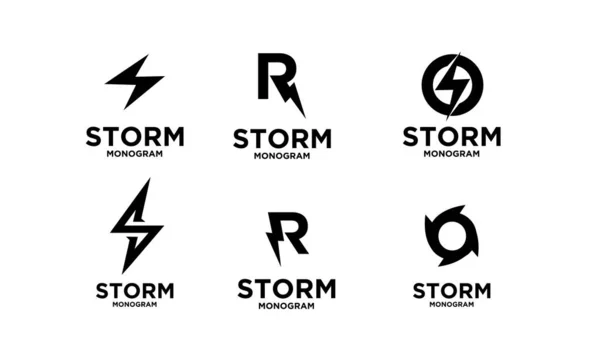 Set Collection Storm Initial Letter Vector Logo Icon Illustration Design — Stock Vector