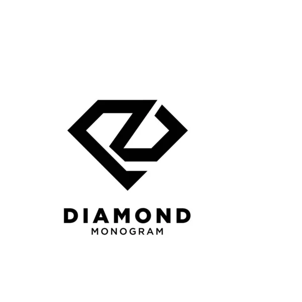 Letter Diamant Vorm Vector Zwart Logo Icoon Ontwerp Geïsoleerde Witte — Stockvector