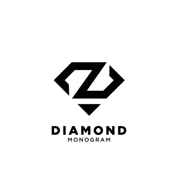 Letter Diamant Vorm Vector Zwart Logo Icoon Ontwerp Geïsoleerde Witte — Stockvector