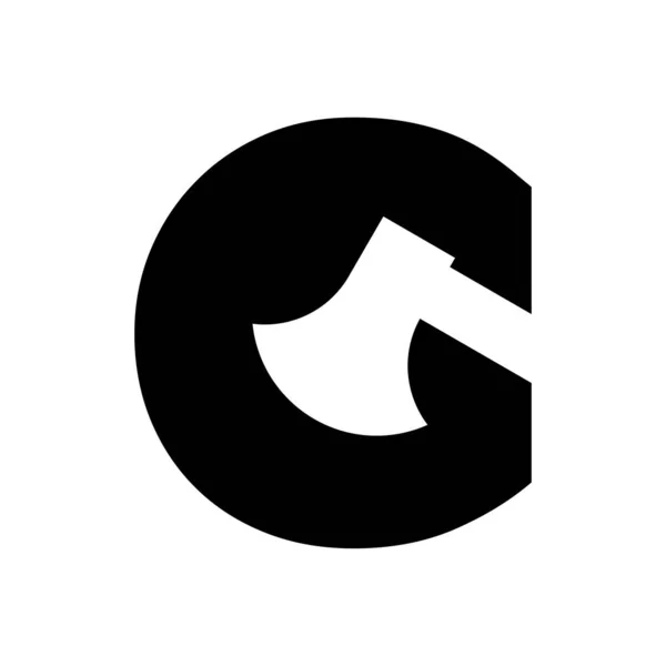 Заглавная Буква Топором Первоначальный Черный Логотип Концепции Шаблона Векторной Иллюстрации — стоковый вектор