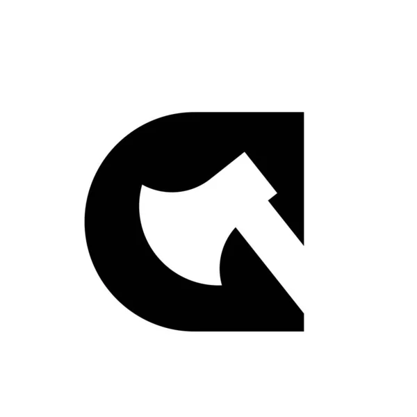 Hoofdletter Met Bijl Eerste Zwarte Logo Concept Template Vector Illustratie — Stockvector